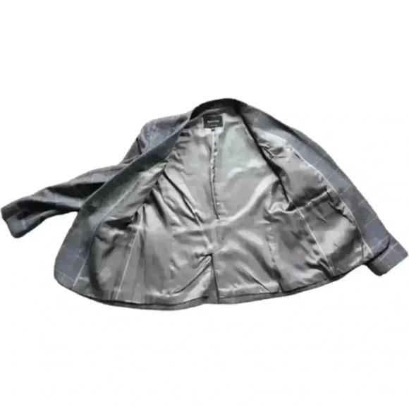 Massimo Dutti Slim Fit Checked Wool Suit Blazer Check Grey Yellow Women's 10 - Picture 11 of 16